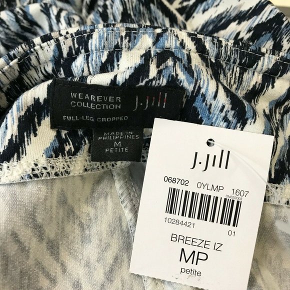 J. Jill Womens High Rise Flat Front Full Leg Blue Print Cropped Pant XS/MP - Picture 4 of 6